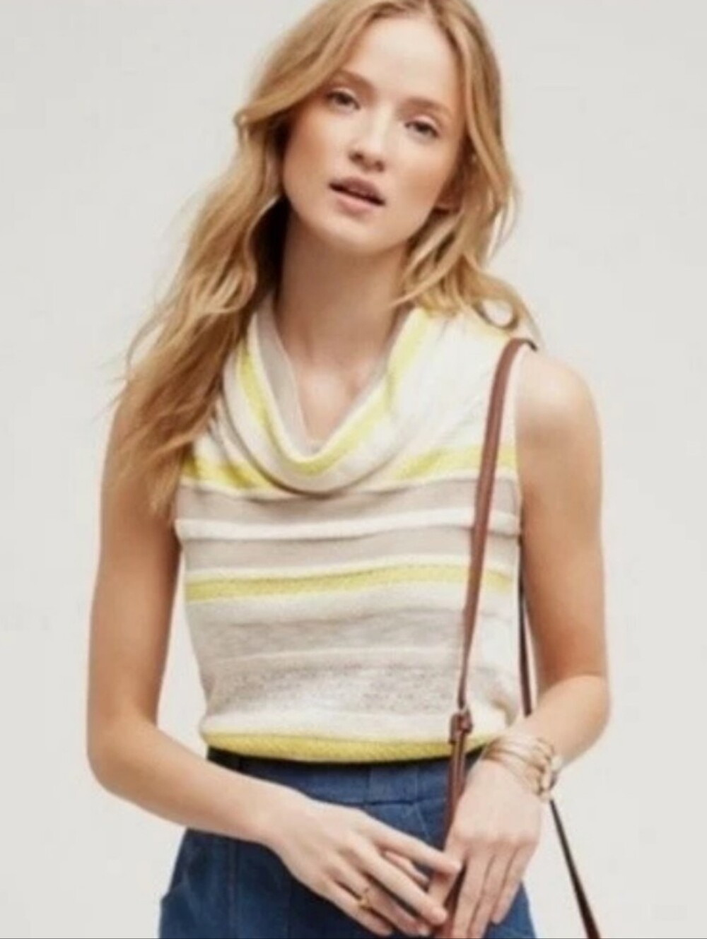 Anthropologie Dolan Striped Sleeveless Cowl Neck Knit Sweater